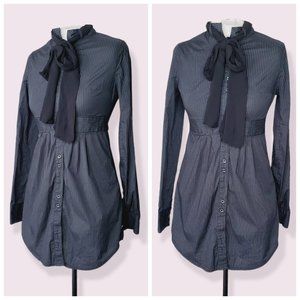 DEPT Pinstriped Bow Tie Classy Retro Tunic Shirt
